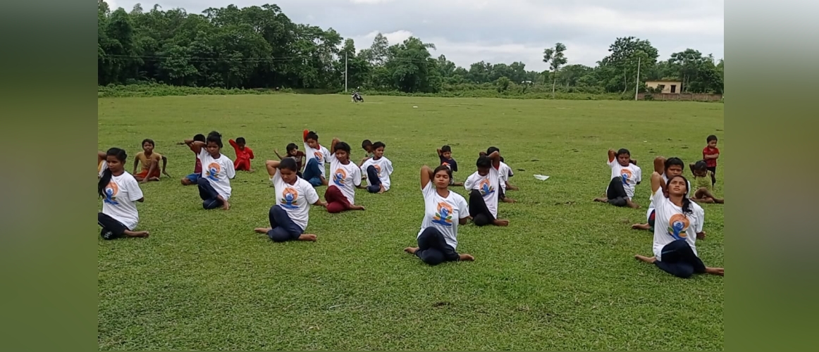  Yoga session was held at Lucki Cherra Tea Garden, Sreemangal to mark the 7th International Day of Yoga by Sreemangal Yoga Academy on 21 June 2021