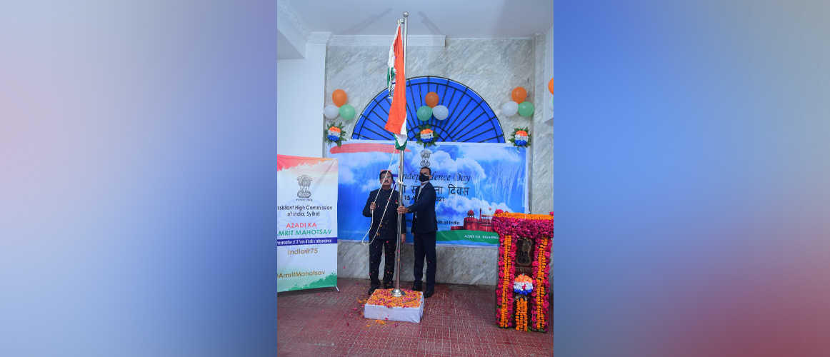  Assistant High Commissioner Shri Niraj Kumar Jaiswal unfurled the national flag on the occasion of 75th Independence Day of India at AHCI Sylhet - 15.8.2021